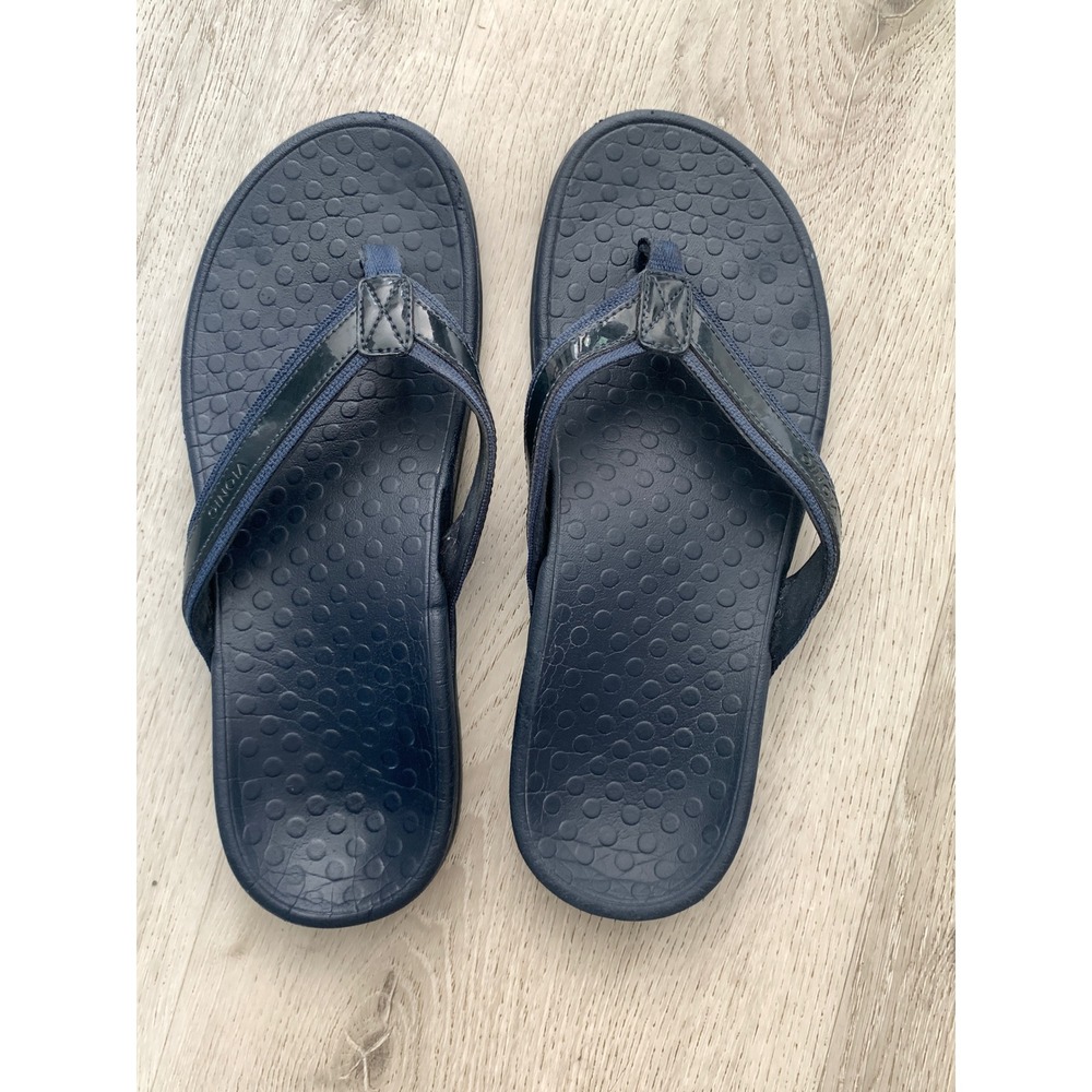 Vionic Tide‎ Navy Blue Orthotic Flip Flop Sandals Women Comfort Thong Shoes